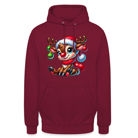 Weihnachts-Rentier Unisex Hoodie - Bordeaux