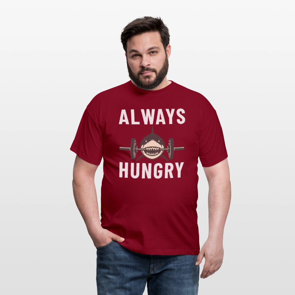 Always hungry shark barbell Herren T-Shirt - Ziegelrot