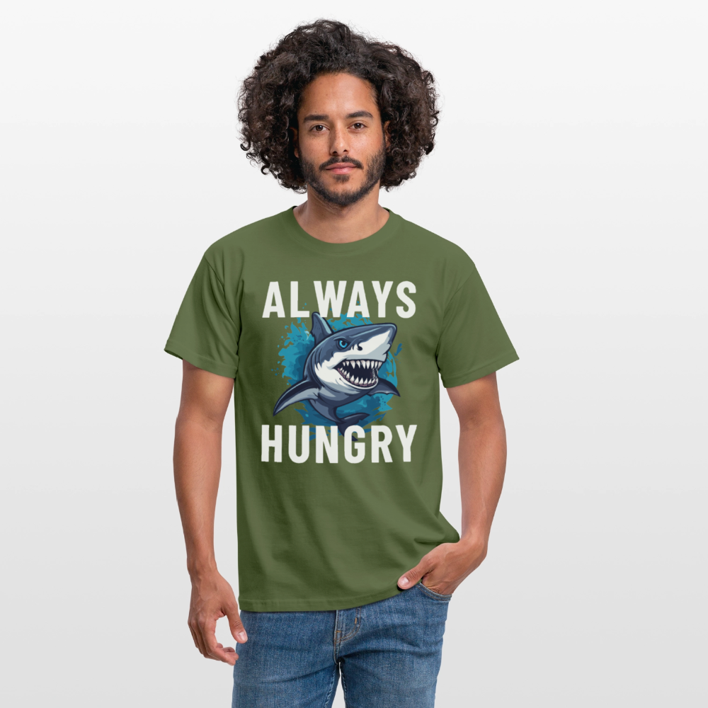 Always hungry shark Herren T-Shirt - Militärgrün