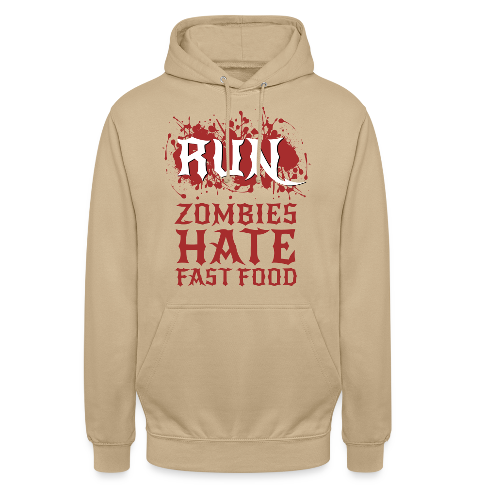 RUN Zombies hate Fast Food Unisex Hoodie - Beige