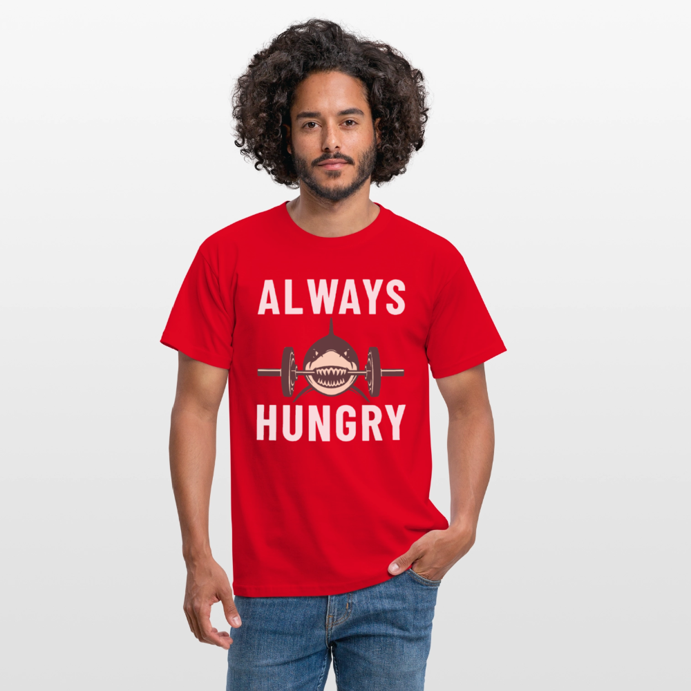 Always hungry shark barbell Herren T-Shirt - Rot