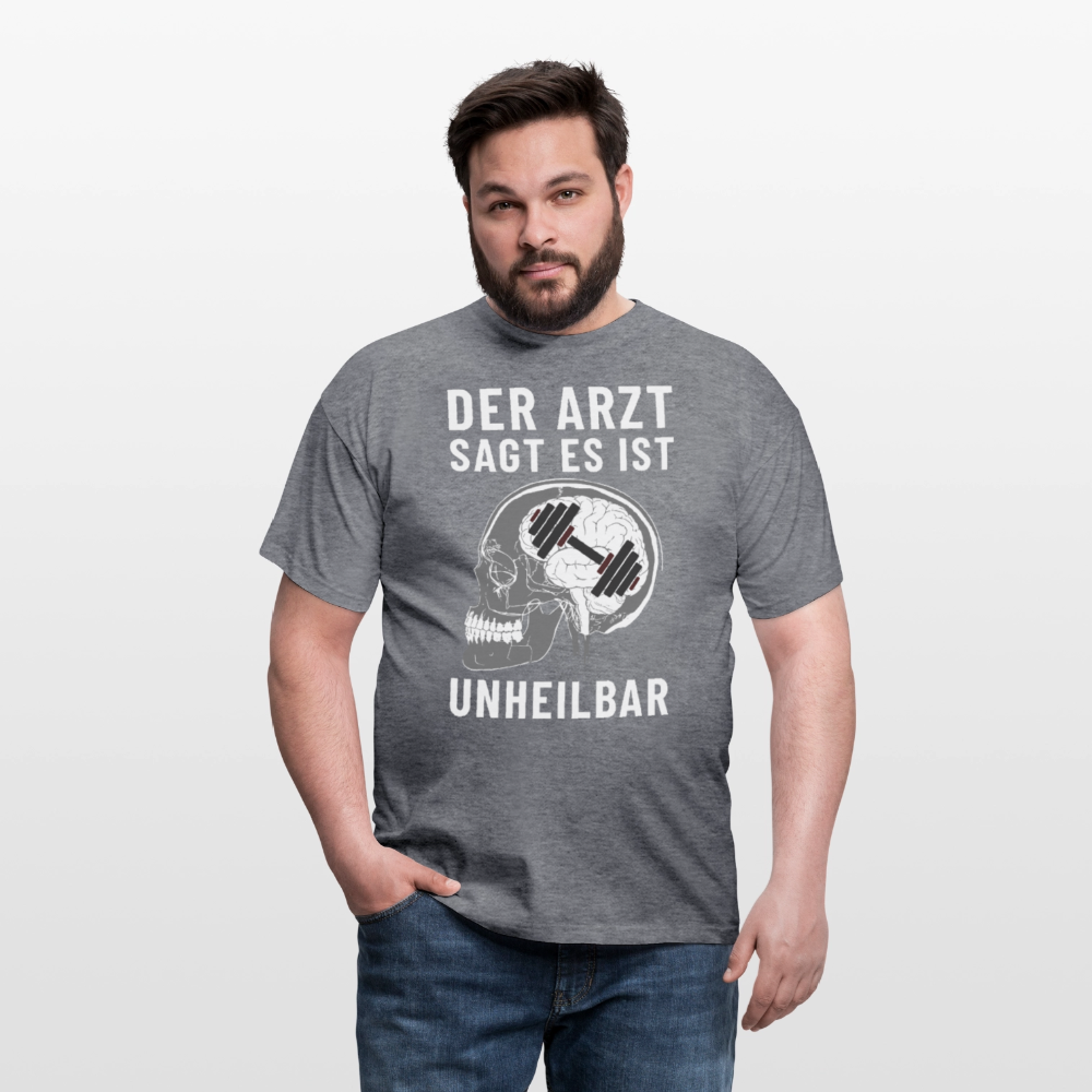 Der Arzt sagt es ist Unheilbar Röntgen Hirn Gym Herren T-Shirt - Graphit meliert