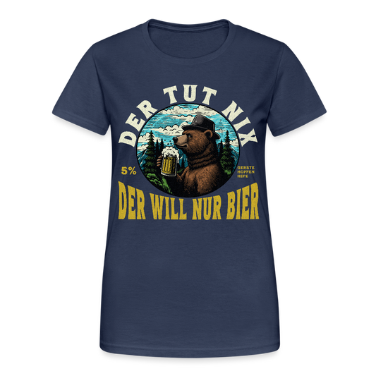 Der tut nix der will nur Bier Bär Damen T-Shirt - Navy