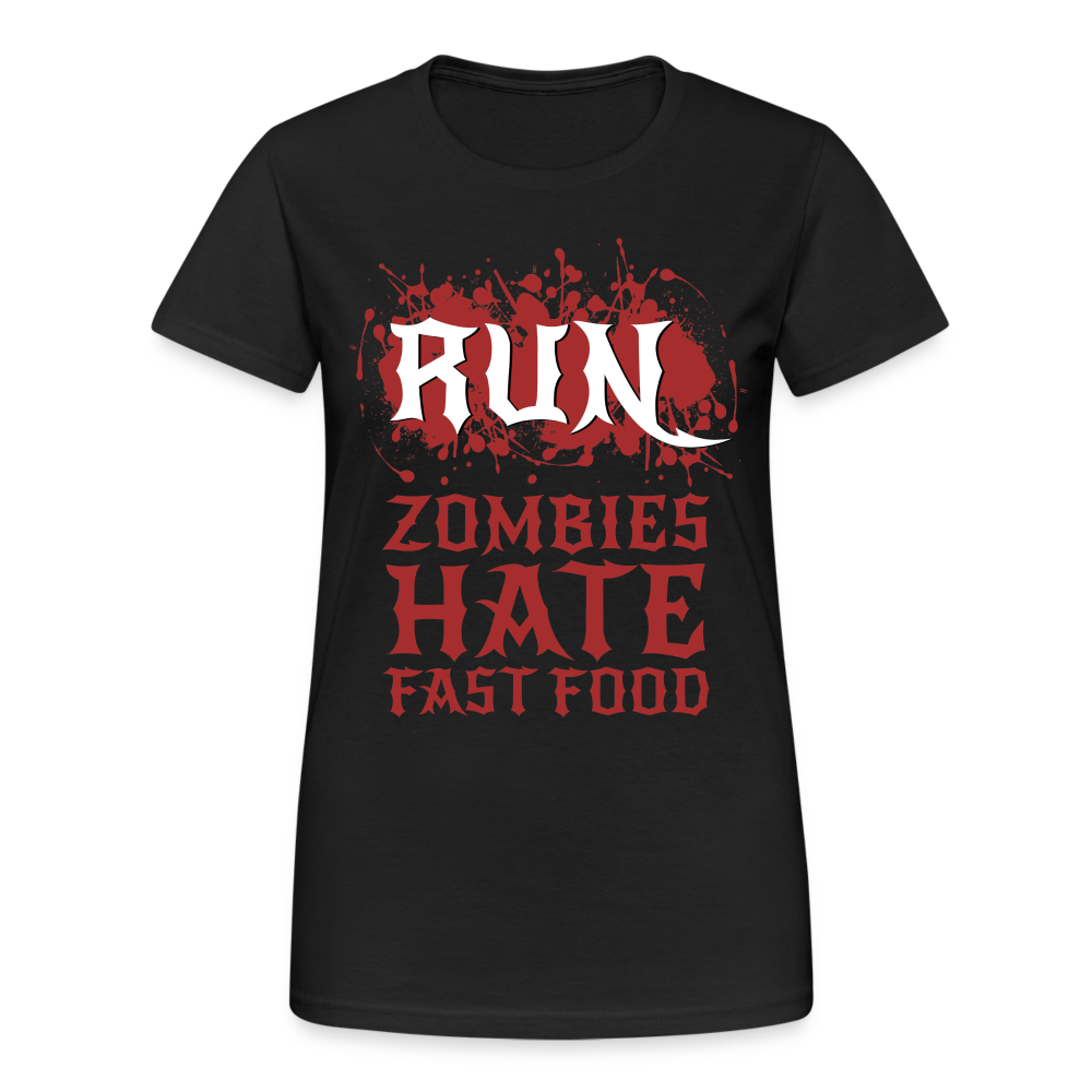 RUN Zombies hate Fast Food Damen T-Shirt - Schwarz