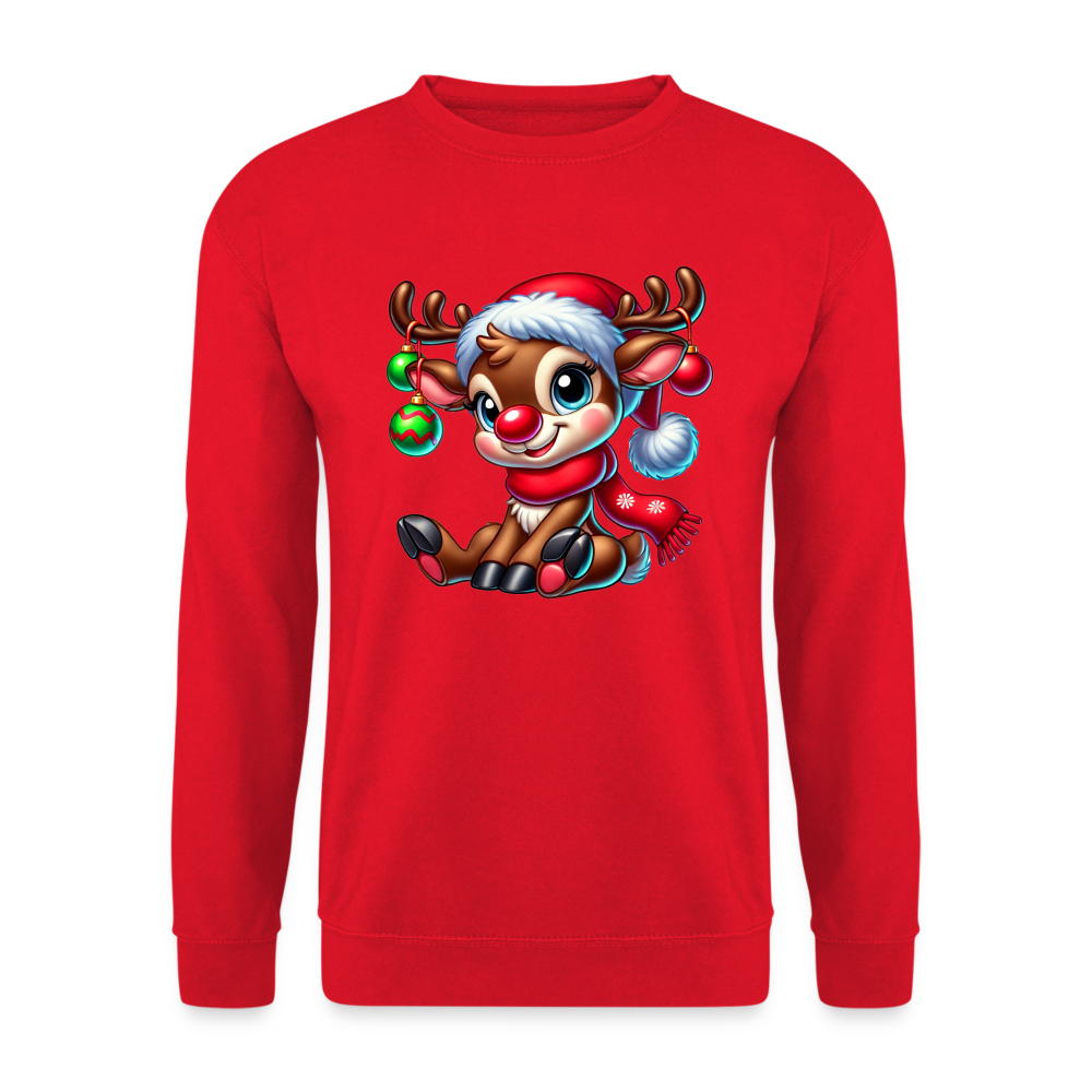 Weihnachts-Rentier Unisex Pullover - Rot