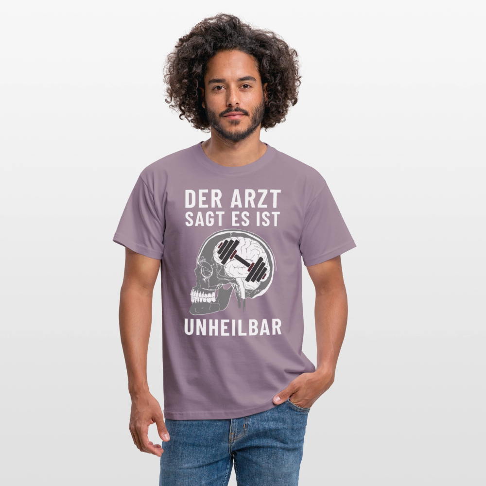 Der Arzt sagt es ist Unheilbar Röntgen Hirn Gym Herren T-Shirt - Lilagrau 