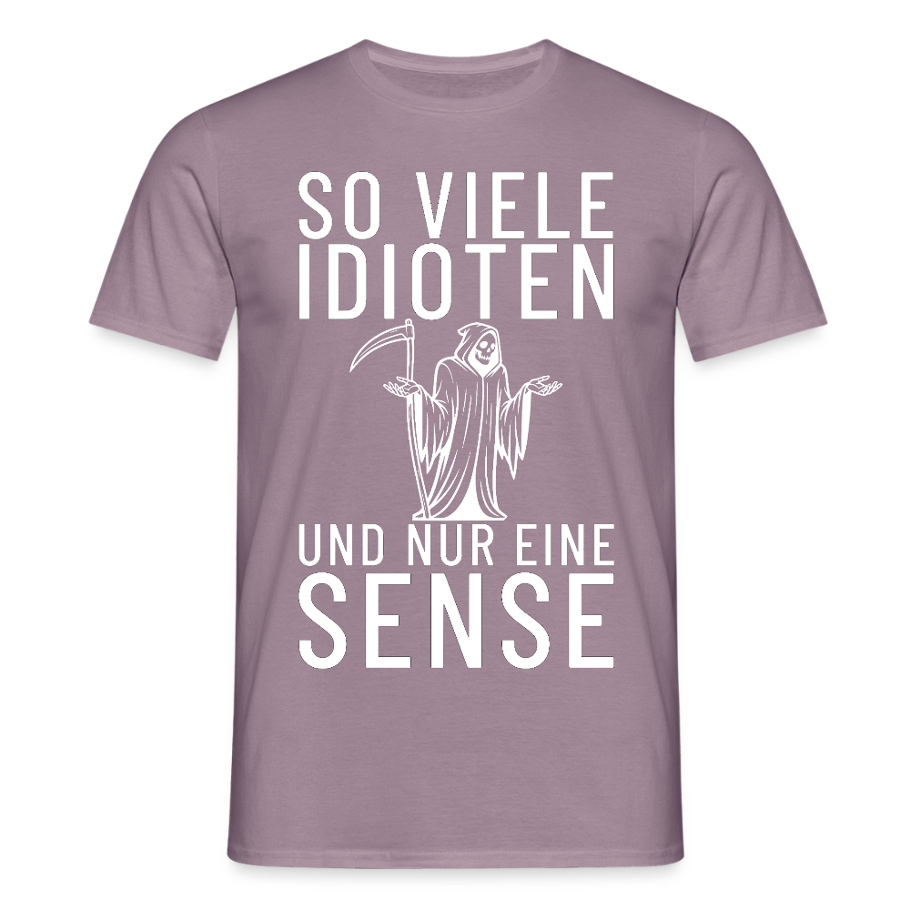So viele Idioten und nur eine Sense Sensemann Herren T-Shirt - Lilagrau 