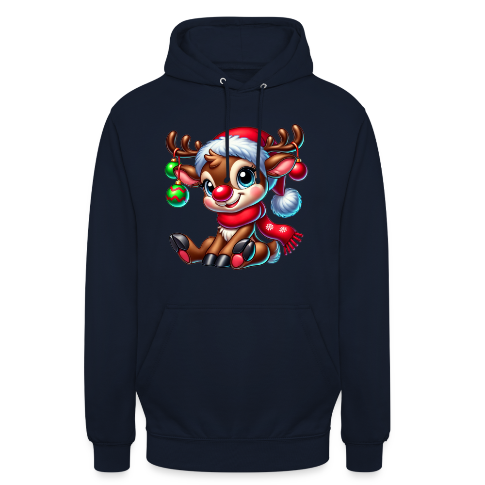 Weihnachts-Rentier Unisex Hoodie - Navy