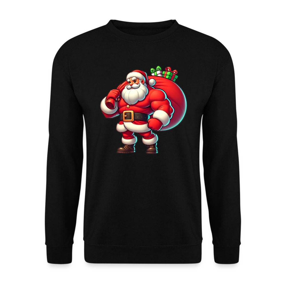 Weihnachtsmann Muskel Mann Unisex Pullover - Schwarz