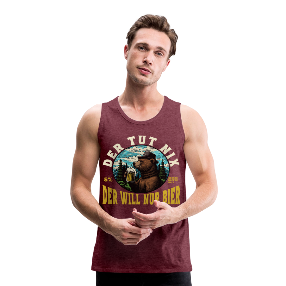 Der tut nix der will nur Bier Bär Herren Premium Tank Top - Bordeauxrot meliert