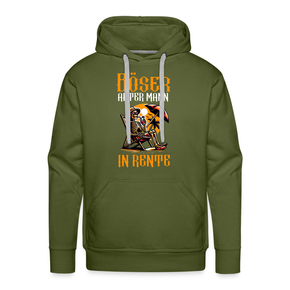 Böser alter Mann Skull in Rente Herren Premium Hoodie - Olivgrün