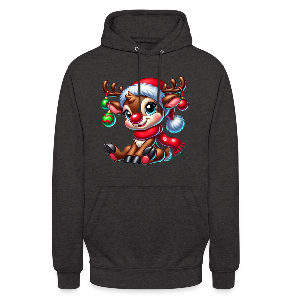 Weihnachts-Rentier Unisex Hoodie - Anthrazit