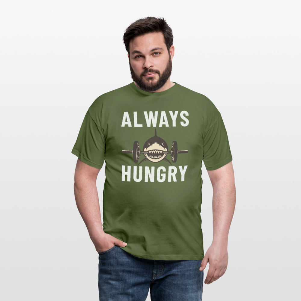Always hungry shark barbell Herren T-Shirt - Militärgrün