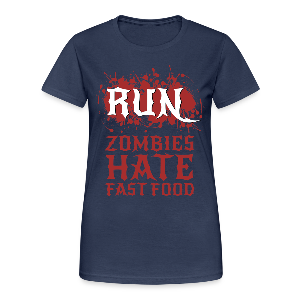 RUN Zombies hate Fast Food Damen T-Shirt - Navy