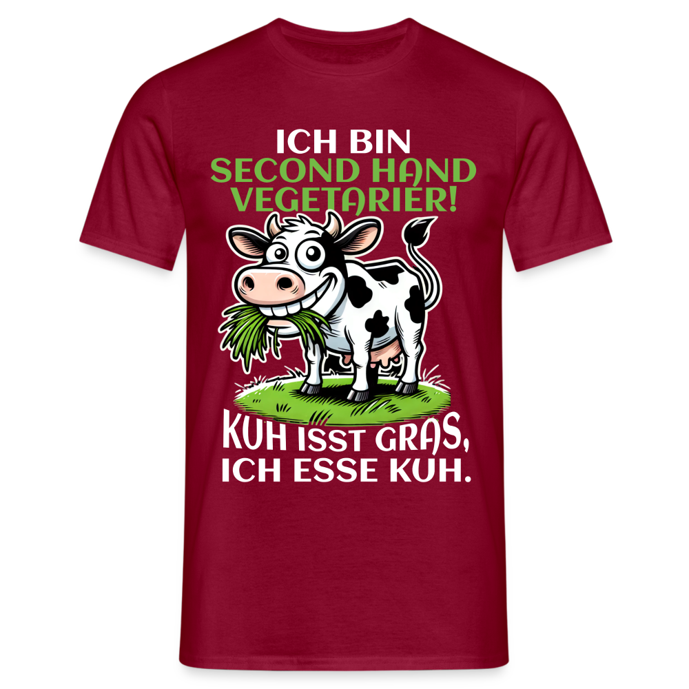 Ich bin Second Hand Vegetarier Kuh isst Gras ich esse Kuh Herren T-Shirt - Ziegelrot