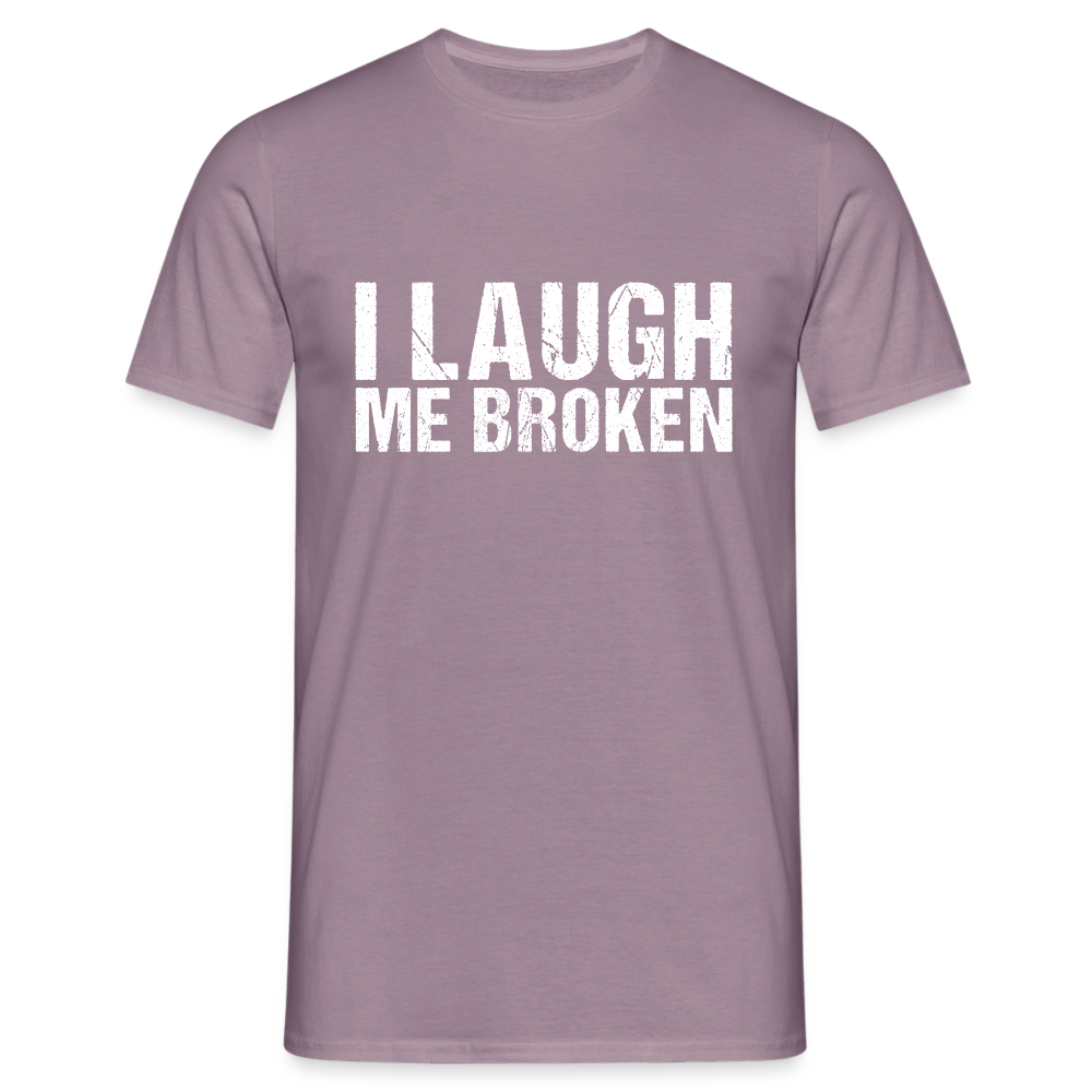 I Laugh me broken Denglish Herren T-Shirt - Lilagrau 