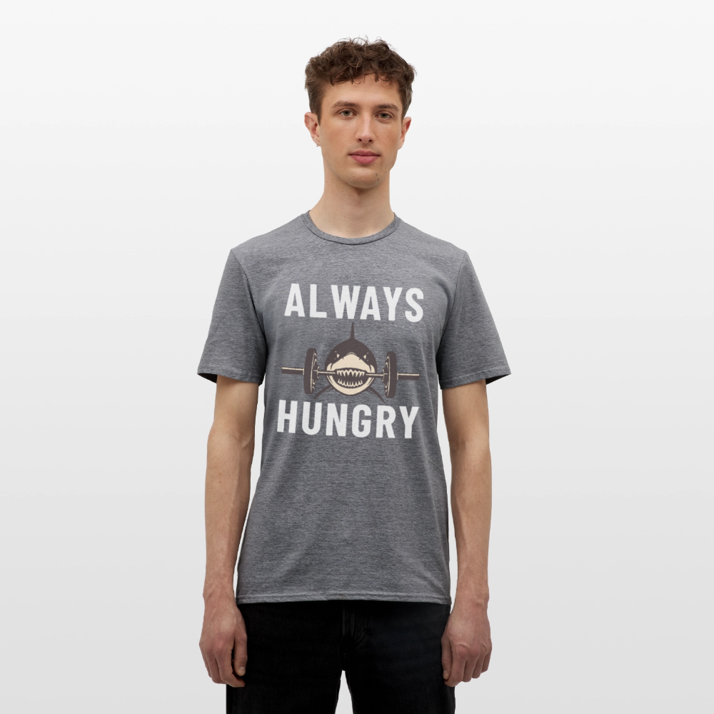 Always hungry shark barbell Herren T-Shirt - Graphit meliert