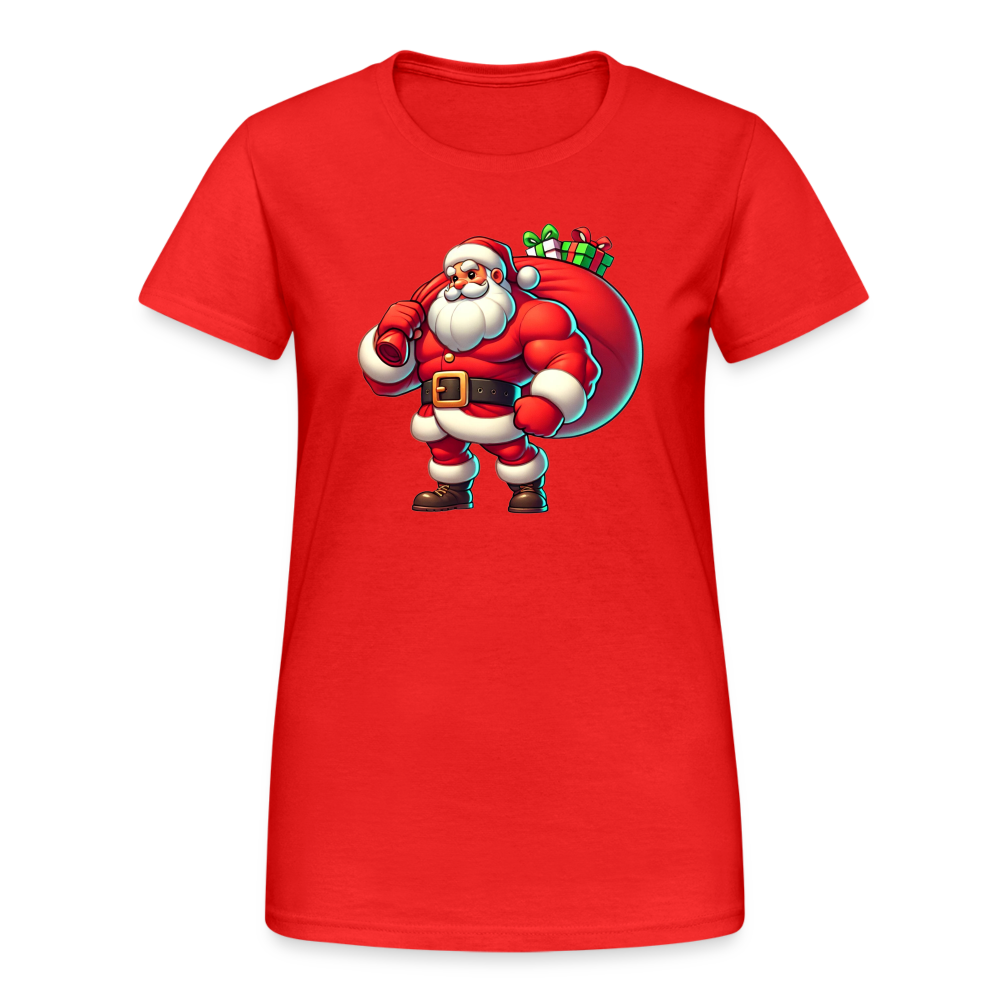 Weihnachtsmann Muskel Mann Damen T-Shirt - Rot