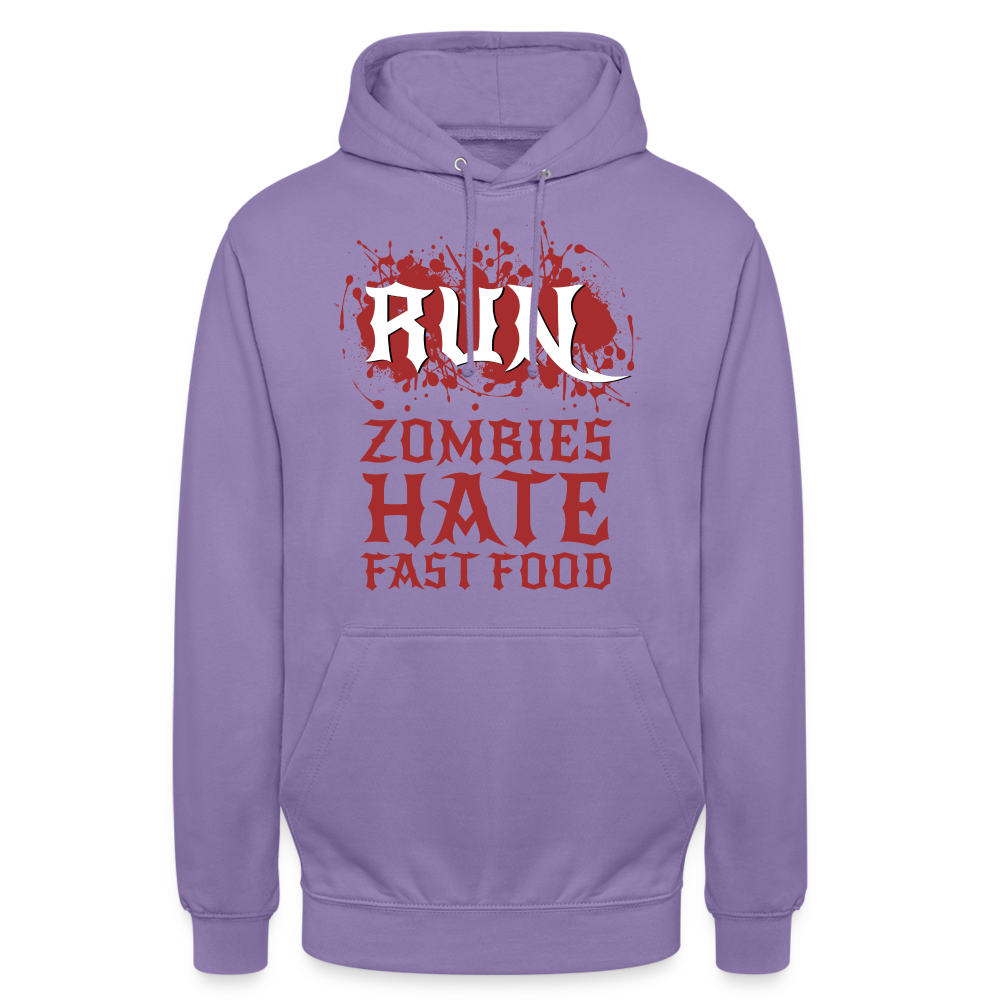 RUN Zombies hate Fast Food Unisex Hoodie - Lavendel