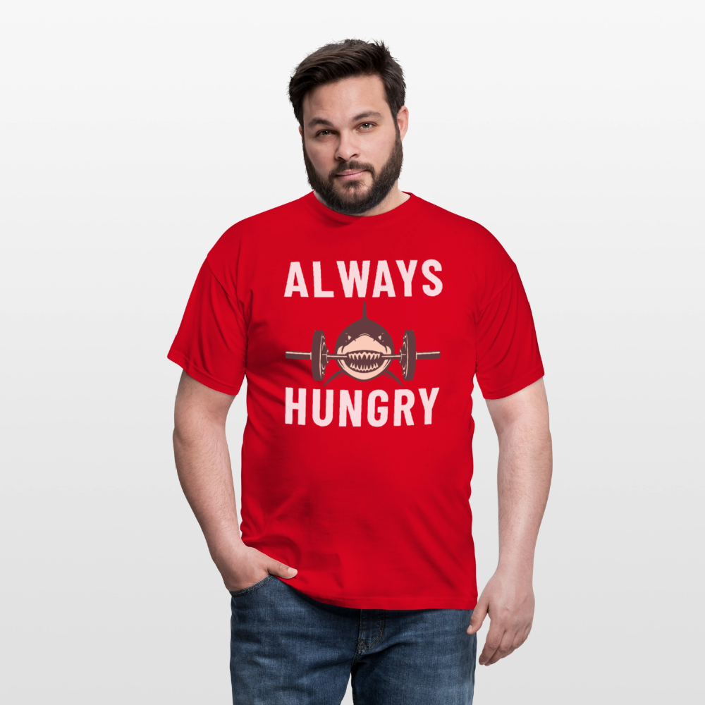 Always hungry shark barbell Herren T-Shirt - Rot