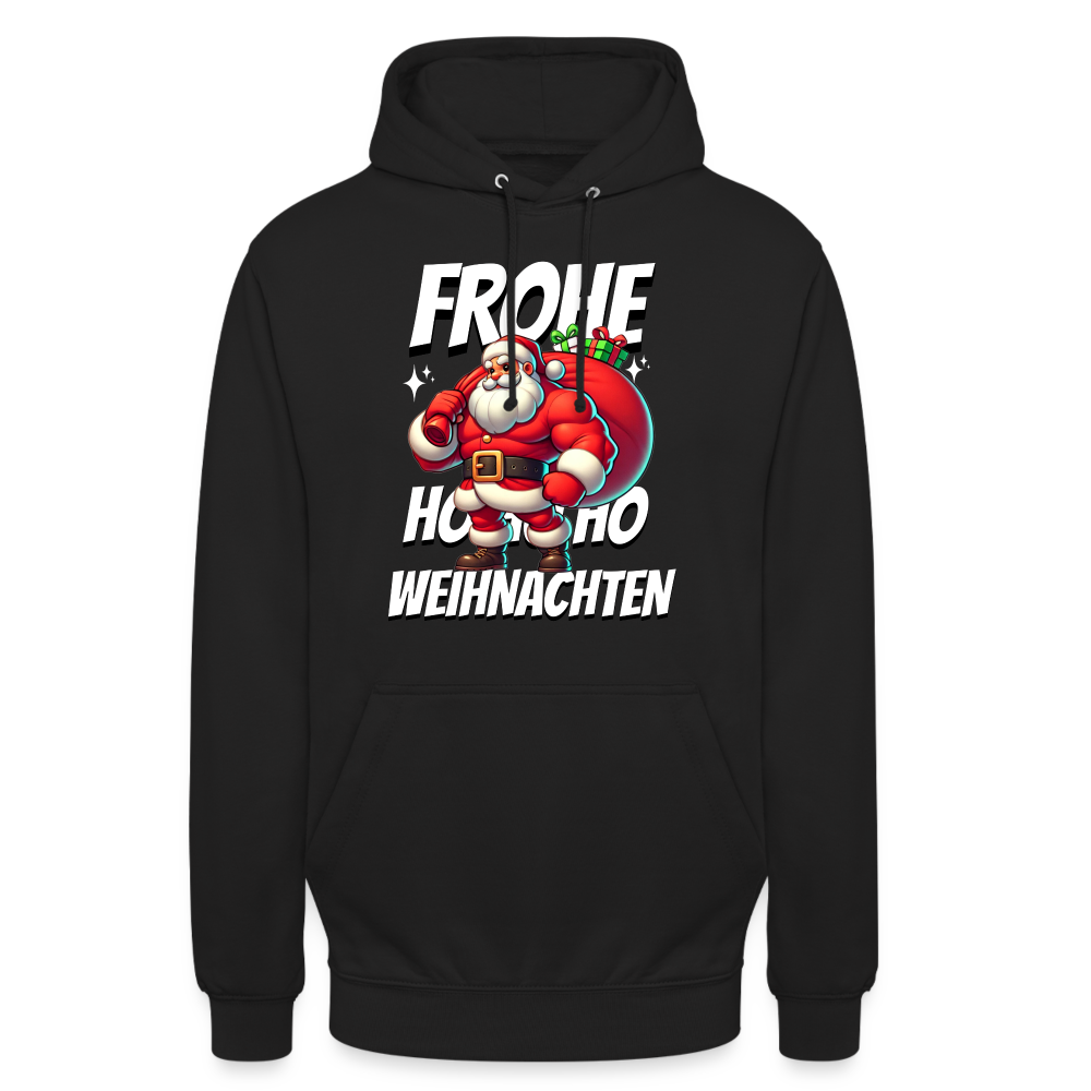 Muskel Weihnachtsmann Frohe Weihnachten Unisex Hoodie - Schwarz