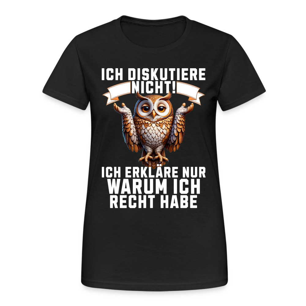 Ich diskutiere nicht ich erkläre nur warum ich recht habe mürrische Eule, Grumpy Owl Herren T-Shirt - Schwarz