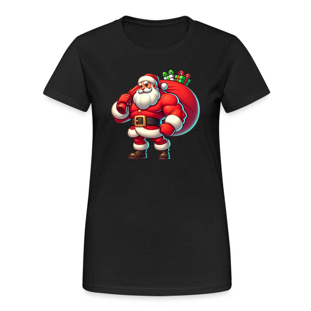 Weihnachtsmann Muskel Mann Damen T-Shirt - Schwarz