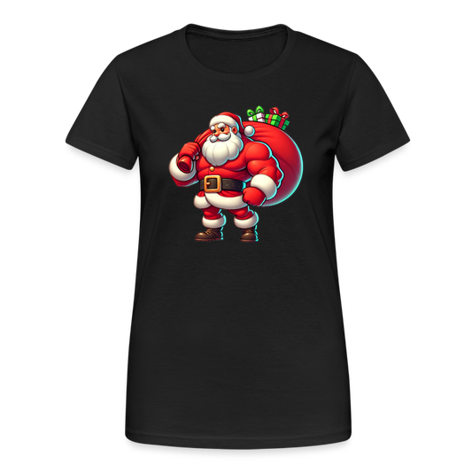 Weihnachtsmann Muskel Mann Damen T-Shirt - Schwarz