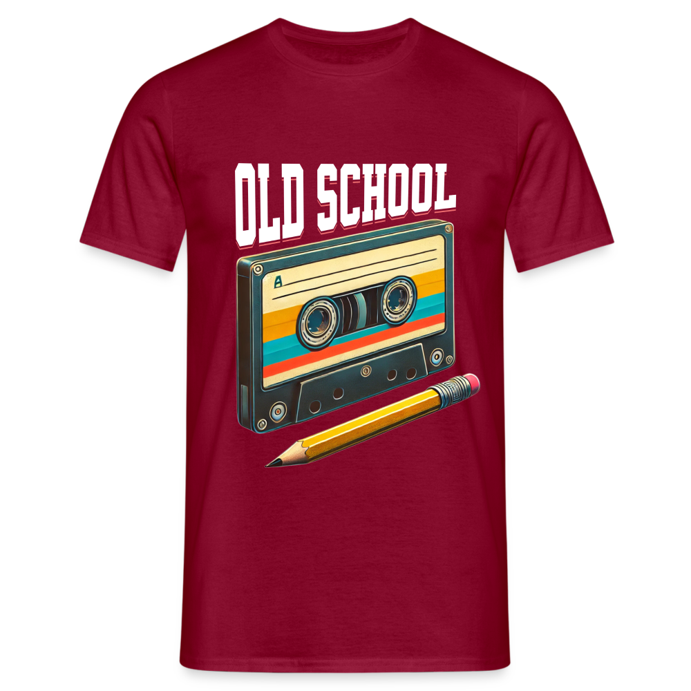 Retro Kassette und Bleistift Old School Herren T-Shirt - Ziegelrot