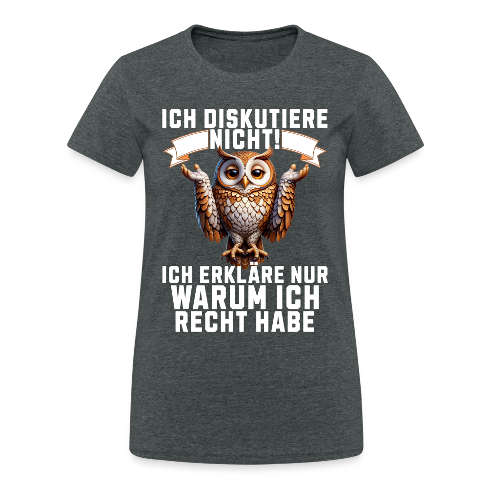 Ich diskutiere nicht ich erkläre nur warum ich recht habe mürrische Eule, Grumpy Owl Herren T-Shirt - Dunkelgrau meliert