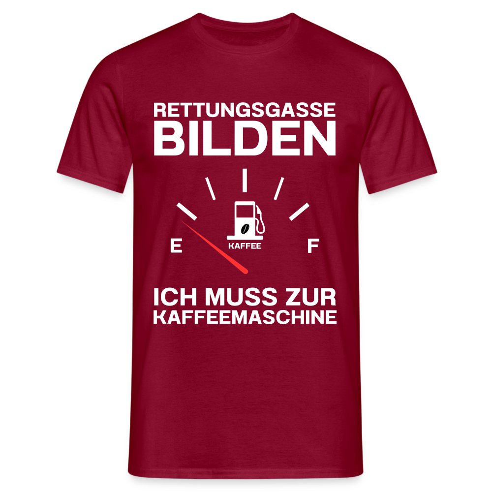 Rettungsgasse bilden ich muss zur Kaffeemaschine Herren T-Shirt - Ziegelrot