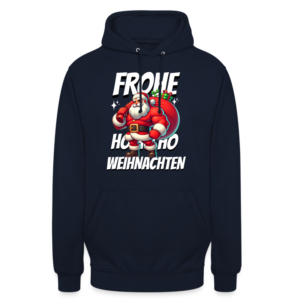 Muskel Weihnachtsmann Frohe Weihnachten Unisex Hoodie - Navy