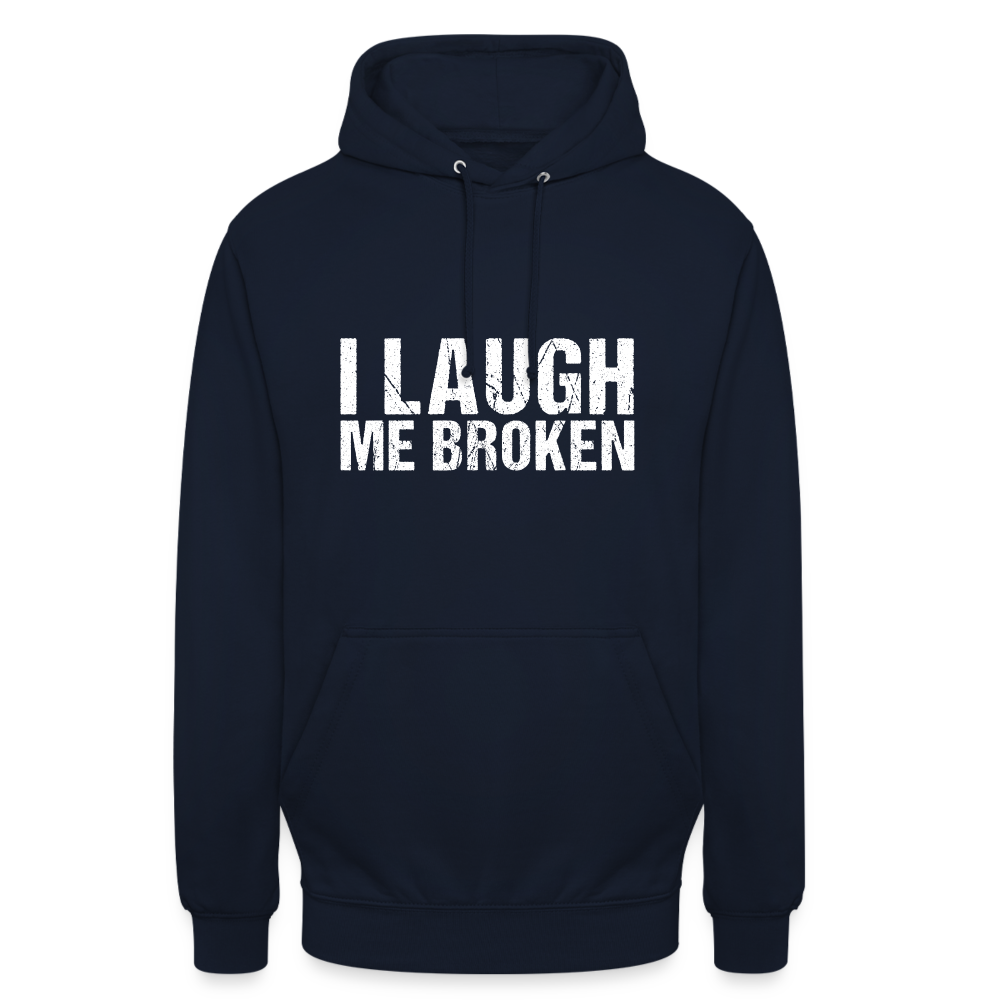 I Laugh me broken Denglish Unisex Hoodie - Navy