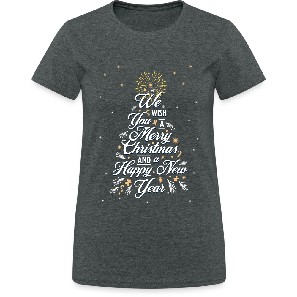 Christmas Happy New Year Damen T-Shirt - Dunkelgrau meliert