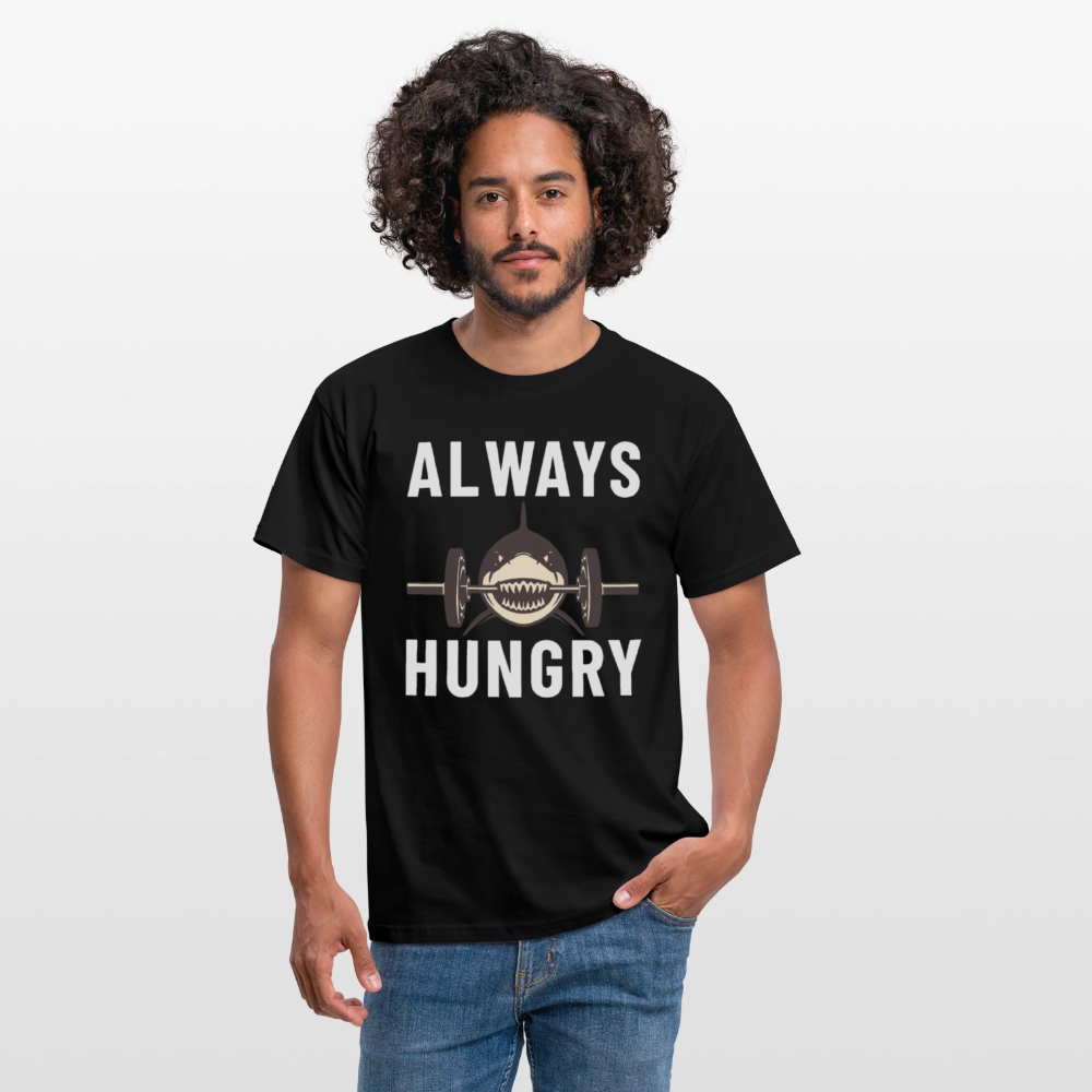 Always hungry shark barbell Herren T-Shirt - Schwarz