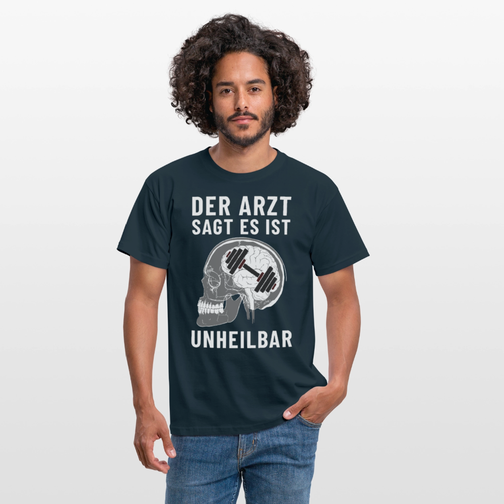 Der Arzt sagt es ist Unheilbar Röntgen Hirn Gym Herren T-Shirt - Navy