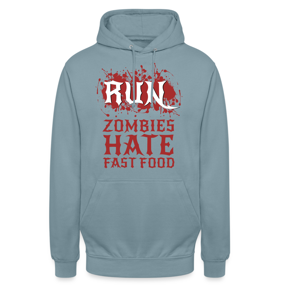 RUN Zombies hate Fast Food Unisex Hoodie - Nebelblau