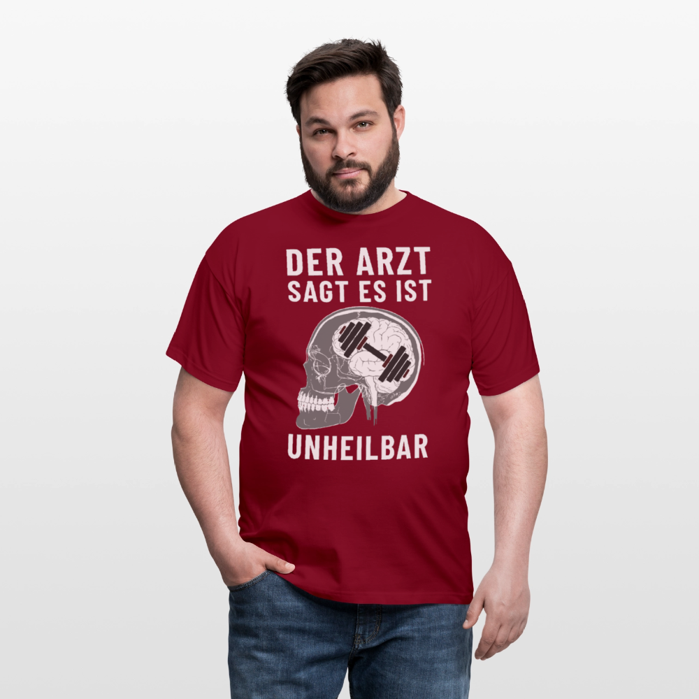 Der Arzt sagt es ist Unheilbar Röntgen Hirn Gym Herren T-Shirt - Ziegelrot