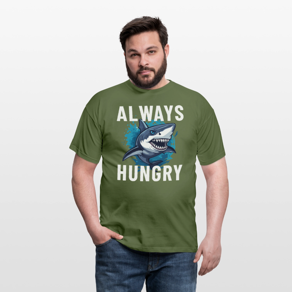 Always hungry shark Herren T-Shirt - Militärgrün