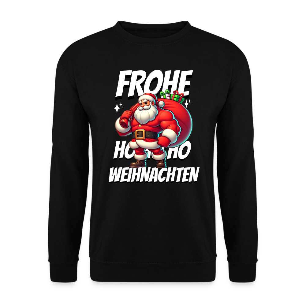 Muskel Weihnachtsmann Frohe Weihnachten Unisex Pullover - Schwarz