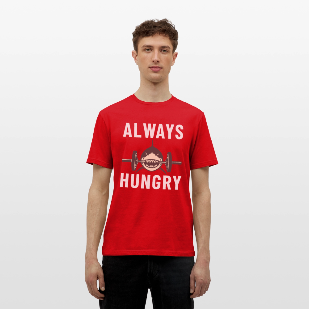 Always hungry shark barbell Herren T-Shirt - Rot