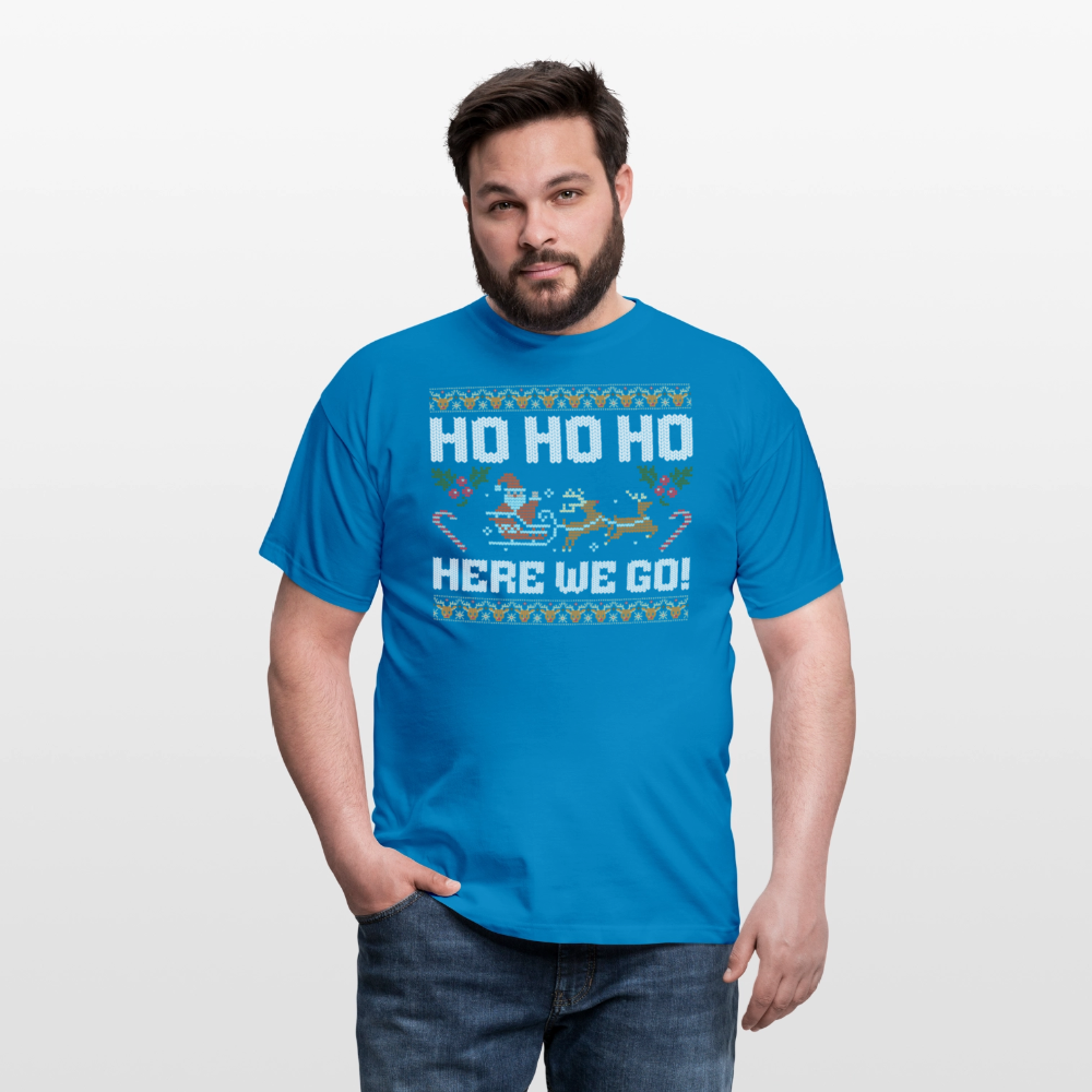 Ho Ho Ho here we go Ugly Xmas Christmas Santa Herren T-Shirt - Royalblau
