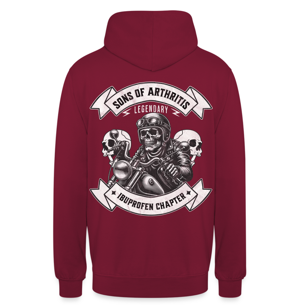 Sons of Arthritis Ibuprofen Chapter Unisex Hoodie Rückendruck - Bordeaux