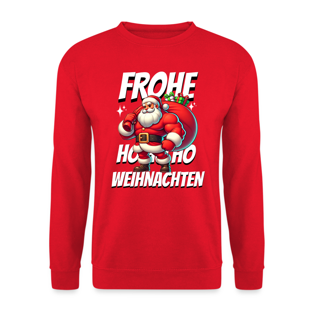 Muskel Weihnachtsmann Frohe Weihnachten Unisex Pullover - Rot