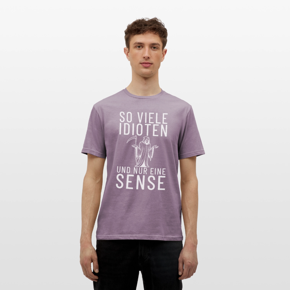 So viele Idioten und nur eine Sense Sensemann Herren T-Shirt - Lilagrau 