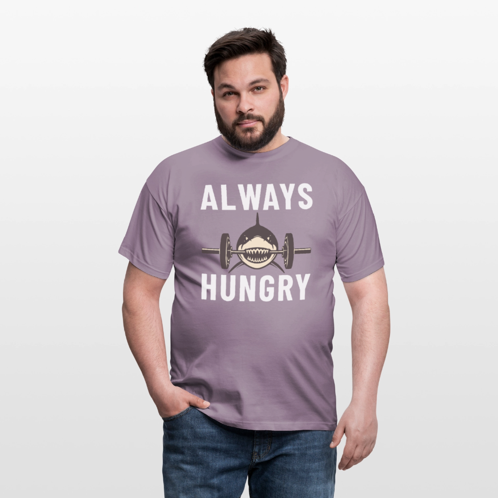 Always hungry shark barbell Herren T-Shirt - Lilagrau 