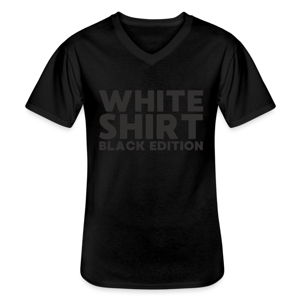 White Shirt Black Edition Herren T-Shirt V-Ausschnitt - Schwarz