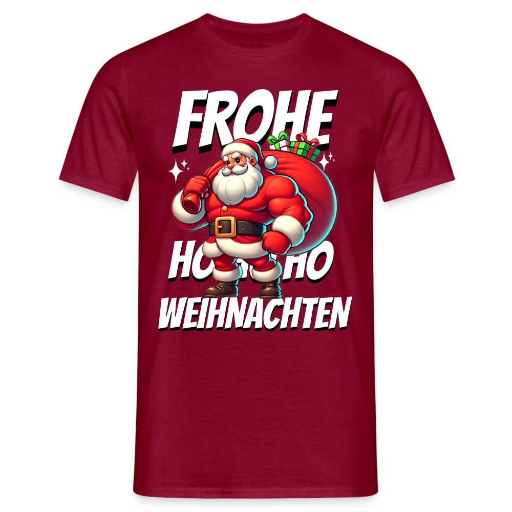 Muskel Weihnachtsmann Frohe Weihnachten Herren T-Shirt - Ziegelrot