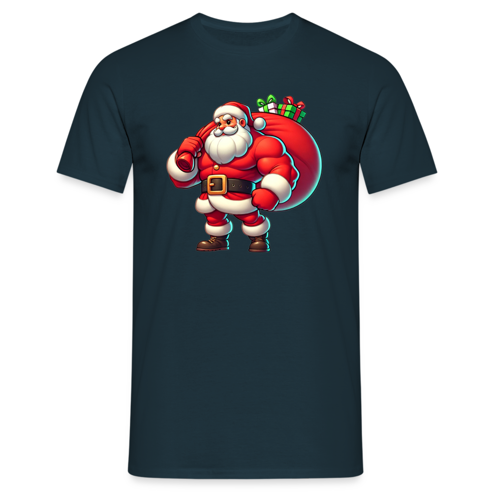 Weihnachtsmann Muskel Mann Herren T-Shirt - Navy