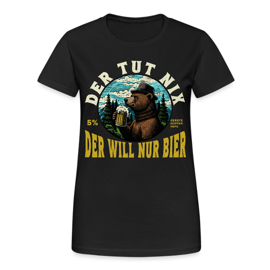 Der tut nix der will nur Bier Bär Damen T-Shirt - Schwarz
